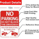 No Parking Sign (2 Pack?, The Violator’s War Will Be Towed Away Sign, 10 x14 x 0.04 Inch Metal Sign? Climate Resistant, Fading Resistant, and Bending Resistant