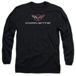 Chevrolet Automobiles Chevy Modern Corvette Emblem Adult Long Sleeve T-Shirt Black