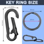 4Pack Small Keychain Rings, Metal Key Carabiner Clip, Mini EDC Key Ring Chain Holder Organizer for Purse Charm Hook, Car Keychain, Paracord Keychain Lanyard, Men and Women Key Fob (Black)