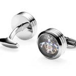 REINDEAR Deluxe Tourbillon Carbon Fiber Working Movable Watch Movement Cufflinks (Cufflinks W/Velvet Pouch)