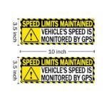 Yellow Vehicle Speed Monitored by GPS Vinyl Label 10″x3.5″ Speed Limits are maintained Sticker 4 pcs Car Safety Caution Sign