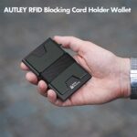AUTLEY Slim Card Holder, Minimalist Pop Up Wallet for Men | RFID Blocking, Cash Band, 12+ Cards Storage (Black)