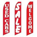 Three Swooper Flag Combo Used Cars Sale Welcome Red White Yellow