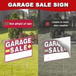 Garage Sale Sign, 6 Pcs 17″ x 13″ Garage Sale Signs with Stakes Yard Sale Signs with Stakes Weather-proof Garage Sale Sign with Arrow Metal Stakes for Outdoor Estate (Double Side)