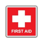 WSQ First Aid Sticker Decal, Emergency 4 x 4 Inches, for Box, Emergency First Aid Kit Signs Water Resistance Multicolor Size 4 Inches 2 Pack