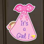 Cute News It’s a Girl Door Sign Hanger, Welcome Home Baby Announcement Card, Hospital New Birth Arrival Decoration Wreath, Outdoor Shower Party Banner, Pregnancy Keepsake Gift, Pink