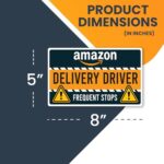 Magnet Me Up Caution Frequent Stops Amazon Delivery Driver Magnet Decal, 5×8 inch, Heavy Duty Automotive Magnet for Car, Truck, SUV, Any Magnetic Surface, for Amazon Flex Delivery Driver, Made in USA