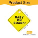 Baby on Board Sticker Sign, 4 Pcs Baby on Board Car Warning Signs with Suction Cups for Cars Window Cling