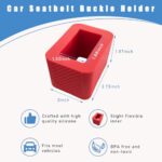 Dickno 2 PCS Car Seat Belt Buckle Holder, Silicone Auto Seat Belt Buckle Booster, Easy Access Seatbelt Buckle Cover for Kids, Universal Vehicle Safety Accessories for Most Cars (Red)