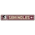 Fremont Die NCAA Florida State Seminoles Team Sign, 4″ x 24″, Street Sign