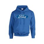 Ford Oval Hooded Sweatshirt Ford Logo Design Hoodie Motor Company Car Enthusiast Pullover Hood Classic Retro-Royal-Medium