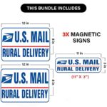 Lumiere Tech 3 Pack AUTHENTIC Heavy Duty U.S. Mail Delivery Driver Magnetic Signs U.S. Rural Delivery Carrier Magnets 2(12″×8″) 1(11″×3″) For Cars, SUV, Trucks (White)