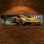 RamFlag Banner Flag Compatible Lamborghini flag 2X8Ft Racing Car Show Man Cave Flag Garage Wall Decor Supercar Large Sign Outdoor Indoor Banner