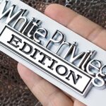 2 Pack Metal White Privilege Edition Emblem Car 3D Fender Badge Decal Replacement for Universal Vehicles, Cars, Truck, SUV 2PCS