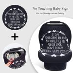 Car Seat Covers for Babies, Nursing Breastfeeding Cover Infant Carseat Canopy, Soft Stretchy Carrier Cover for Stroller High Chair Shopping Cart, Newborn Boy Girl Shower Gift – Stop No Touching Sign