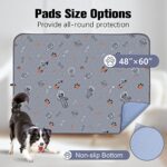 UPSKY Washable Pee Pads for Dogs, 2 Pack Puppy Pads 48″ x 60” Reusable Pet Training Pads Super Absorbent Dog Potty Whelping Pee Pads Non-Slip Dog Mat for Dog Playpen, Crate, Car