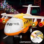 iHaHa Toy Airplane for Boys Kids Age 4-7, Airplane Toys for 3 Year Old, Large Transport Spray Aeroplane Toys with 10 Construction Vehicles, 3 4 5 6 Year Old Boy Toys Chirstmas Birthday Gifts