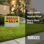 Sunburst Systems 3925 Garage Sale Sign Assembled with metal U-Stake, Double Sided, 22″ x 32″, 10 Pack