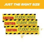 Vaygway Caution Student Driver and Screaming Parent Magnetic Sign – 3 Pcs Car Safety High Reflective Vehicle New Driver Magnetic Sign Bumper Sticker – Yellow