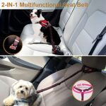 Zhilishu Dog Seat Belt, 2-in-1 Headrest Restraint Dog Car Seatbelt Pet Car Safety Seat Belt Clip Buckle Tether for Large Medium Small Dogs with Dog Bowl