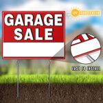 Garage Sale Sign, 17″ x 13″ ?Garage Sale Sign with Stakes Double-Sided, Garage Sale Sign with Arrow Stickers, Garage Sale Signs with Metal Stakes,WEATHER-PROOF, (3 Pack)