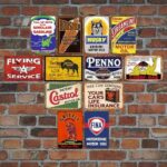 Reproduction Vintage Tin Sign Bundle, Gas Oil Car Pinup Metal Signs, Retro Nostalgic Decor for Bar Man Cave Diner Garage, 8×12 inches (20 pcs bundle)