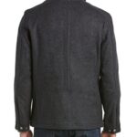 Cole Haan Signature Men’s Wool Melton Stand Collar Jacket with Patch Pockets, Charcoal, Small