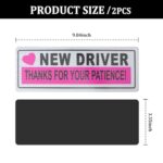 2PCS Student Driver Magnet for Car,Reflective New Driver Sticker Car Decorations for Safety Warning,Essential Please Be Patient Student Driver Magnet Car Accessories (Pink 1)