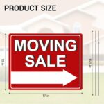 MTCode Moving Sale Sign, 17″*13″ Moving Sale Signs with Stakes, 3PCS Waterproof Moving Sale Kit, Double Sided Moving Sale Signs with Directional Arrows – Red