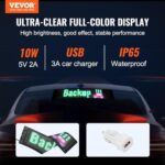 VEVOR Programmable LED Sign, P5 Full Color LED Scrolling Panel, DIY Custom Text GIF Pattern Display Board, Bluetooth APP Control Message Shop Sign for Store Business Car Bar Advertising, 15″x4″