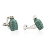 Green Grenade Pair Cufflinks in a Presentation Gift Box Perfect for Travel – Great from Groomsmen for Wedding