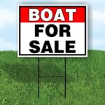 BOAT FOR SALE RED BLACK 18 in x 24 in Yard Sign Road Sign with Stand, Single Sided