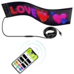 Programmable Flexible LED Sign: Outdoor 14.6″ x 3.3″ Full-Color LED Sign with USB and Bluetooth Control. Ideal for Car, Store, School, Home and Party displays. [370 mm x 85 mm – 16 x 64 LED’s]