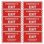 CORNERIA 10 Pack 3X4 Car Vehicle School Bus Train Red Hanle Emergency Exit Notice Warning Caution Signs Decal Sticker-Pull Red Handle Up,Push Window Out red