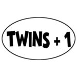 CafePress Twins Plus One Oval Car Magnet, Euro Oval Bumper Magnet