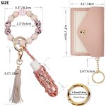 BIHRTC Silicone Elastic Bead Key Ring Bracelet Elastic Keyring Bangle Wristlet Keychain Car Key Ring Bracelet with Tassel Lipstick Wrist Keychains for Women Girls Card Holder