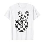 Checkered Peace Sign 60s 70s 80s Race Car Gamer Boys Toddler T-Shirt