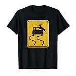 Swerving Car Meets Deer Crossing Vintage Road Sign T-Shirt