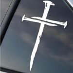 Cross of Nails Sticker – Vinyl Christian Sign Decal, Pack of 2, 5.9 x 4 inches