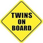 Twins On Board Baby Babies Sign – Sticker Graphic – Auto, Wall, Laptop, Cell, Truck Sticker for Windows, Cars, Trucks