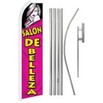 Salon De Belleza Swooper Advertising Flag & Pole Kit – Perfect for Beauty Supply Stores, Salons, Barber Shops, Nail Salons