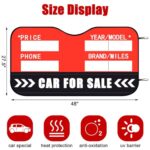 Jingmore for Sale Sign for Vehicle Windshield 48 x 27.5 Windshield Sun Shade Quickly Sell Your Car or Truck Foldable Car Front Window Sunshade for Sun Visor Easily Seen Info on Dual Purpose Sunshade