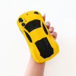 Imcooerkez 3D Car Case for iPhone 11 Kids Boys Teen, Glossy Yellow Shockproof Protective Cool Design Sports Race Car Phone Cover for Men, Fashion Sturdy Full Body Soft iPhone11 Case (Ycar)