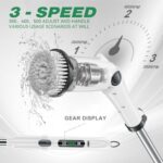 Electric Spin Scrubber Cleaning Brush, Full-Body IPX7 Waterproof Cordless Cleaning Brush with Adjustable Extension Handle, 3-Speed Shower Scrubber with 7 Replaceable Brush for Bathroom, Kitchen, Floor