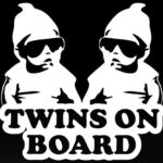 Twins On Board Decal Vinyl Sticker|Cars Trucks Vans Walls Laptop| White|5.5 x 5.2 in|DUC504