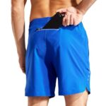MIER Men’s Athletic Shorts 7 inch Dry Fit Running Gym Shorts with Zipper Pockets – No Liner Workout Active Shorts, Royal Blue, XXL