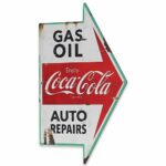 Coca-Cola Auto Shop Metal Sign – Gas, Oil, Auto Repairs Distressed Metal Wall Decor for Garage, Car Shop, or Man Cave