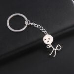 Dreamtimes Farting Kids Pendant Funny Keychain Skeleton Smiley little Man Sign Language Keychain Bag Car Key Pendant Keychain (SILVER)