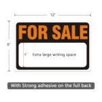 2 Pack For Sale Sign Car Sticker, 12″ x 8″ Premium Self-Adhesive Vinyl Sale Sign Decal for Garages, Boats, Large Space for Handwriting Yellow