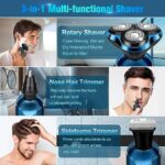 Electric Razor for Men, New Upgrade Electric Shavers for Men Cordless Rechargeable 3D Rotary Men Shaver,Wet/Dry Mens Shaver,Waterproof Mens Razor for Shaving Gifts for Husband, Dad,Boyfriend Blue
